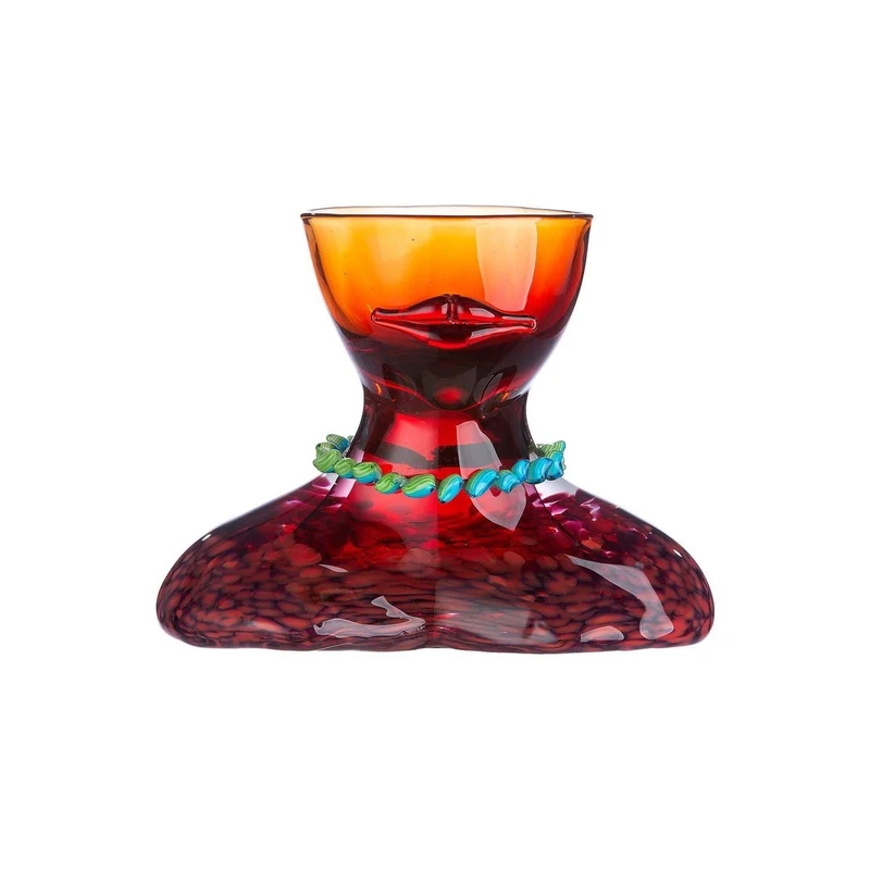 Glass Art Vase, Decorative Vase, Living Room, Gift for Women, Birthday, Colour: Red, Height 25 cm