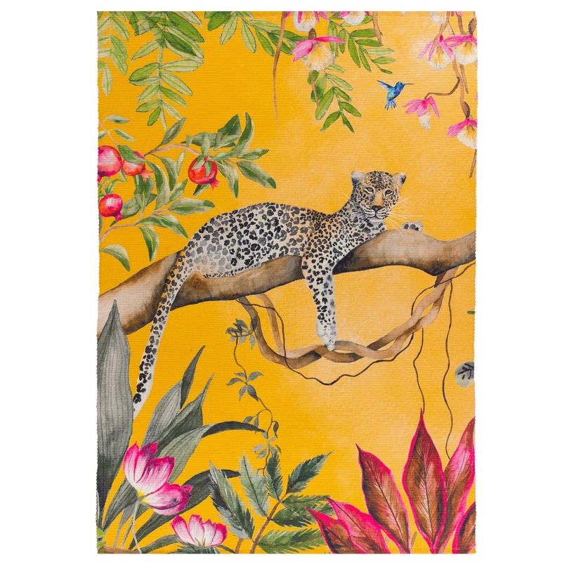 Wylder Tropics Leopard Outdoor Rug – Animal Print Design (Ochre – 120 x 170cm)