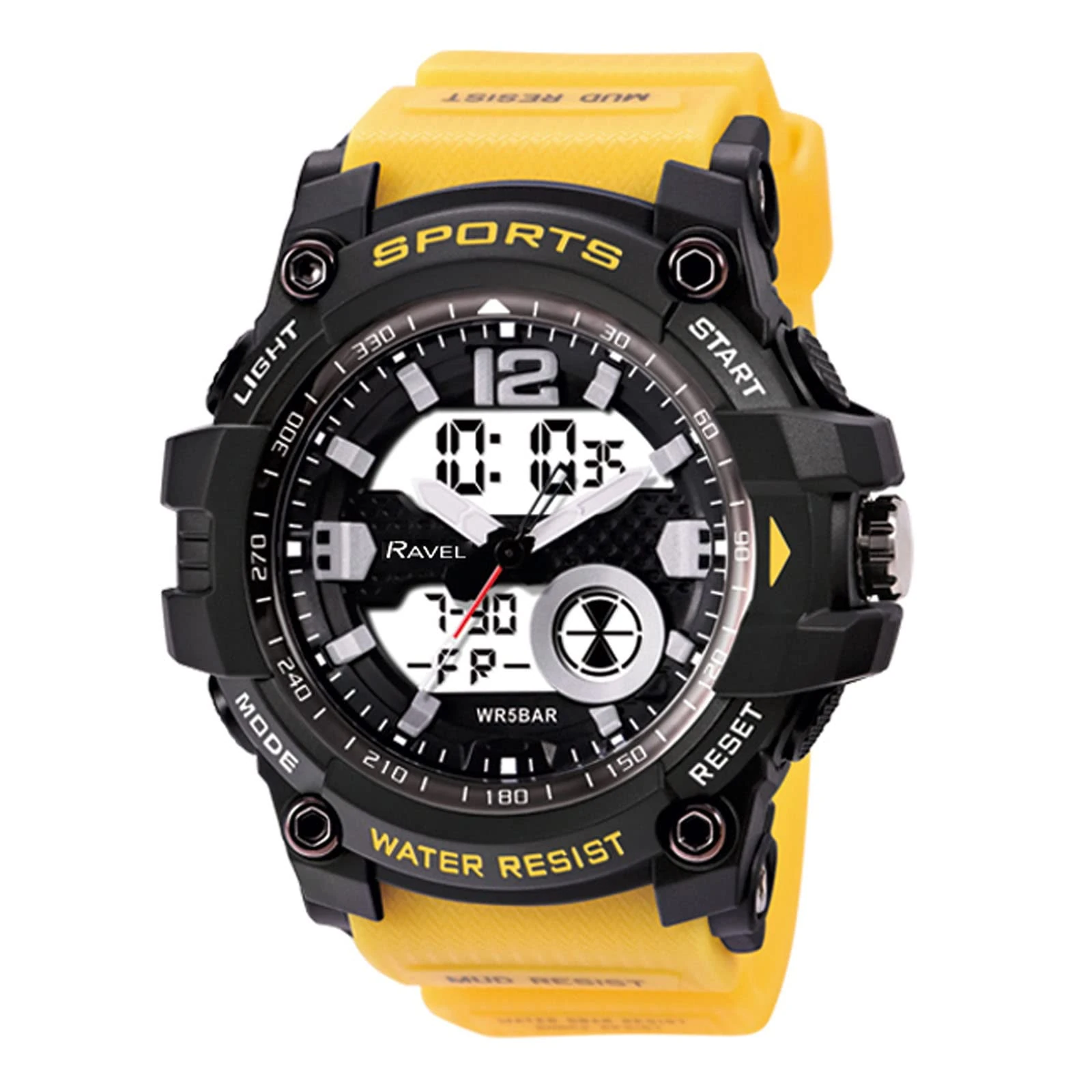 Ravel - Mens 5ATM Ana-Digi Quartz Watch with Light - RDT.2F - Yellow