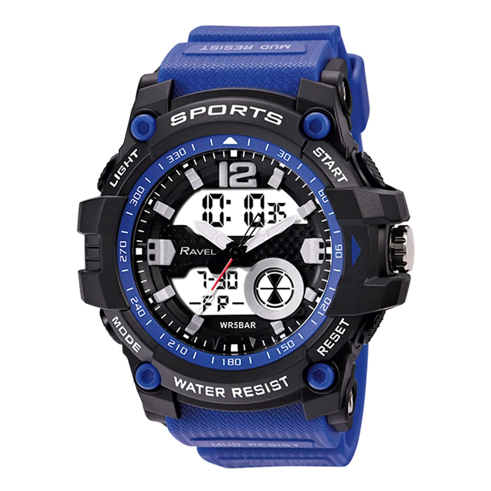 Ravel - Mens 5ATM Ana-Digi Quartz Watch with Light - RDT.2E - Royal Blue