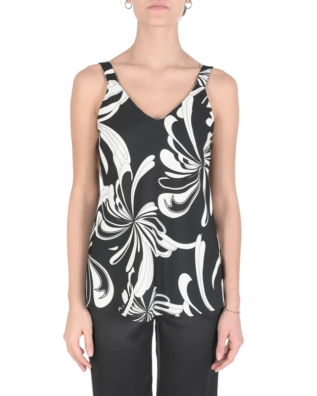 19V69 ITALIA Women's Top Nancy Fant. 800 Tess. Flash, White/Black, S