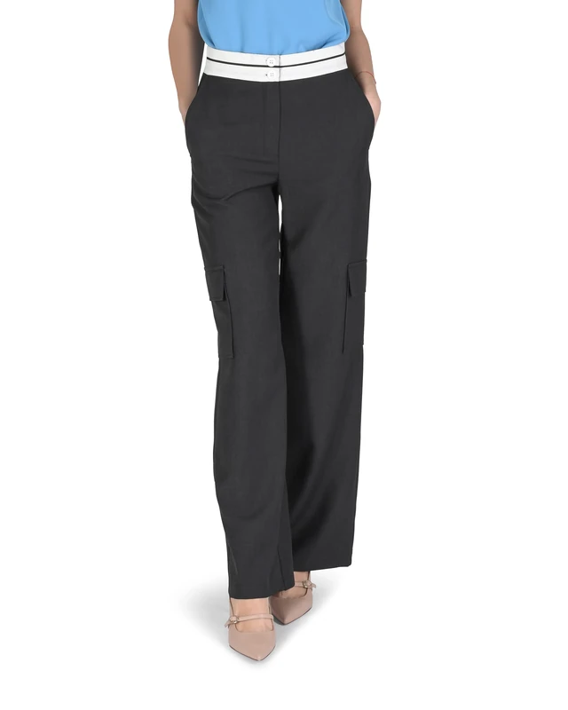 19V69 ITALIA Women's Zac Black Tess Trousers. Zaf Pants, XL