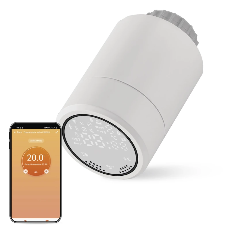 EMOS GoSmart Radiator Thermostat with App, Programmable ZigBee Smart Home Thermostat, Adjustable Hysteresis, Compatible with Tuya, Smart Life, Alexa, Google Assistant