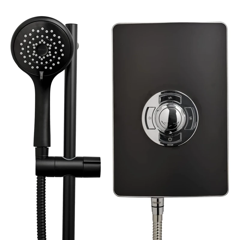 Triton Showers Shower Electric | 9.5 kW | Triton Aspirante I Matte Black I Electrical Showers | with Black Showerhead & Anti Twist Hose | Best Electric Shower Units for Bathrooms (RECOL209MTBLK)
