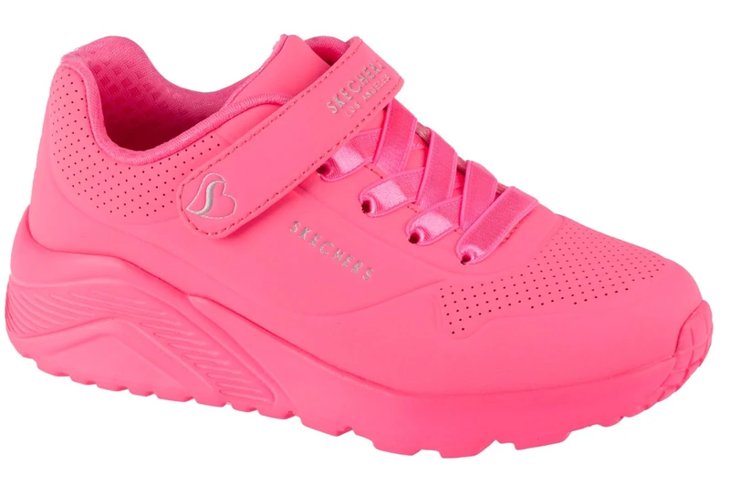 Skechers Girl's Uno Lite Sneakers, Neon Pink Synthetic/Trim, 4 UK Child