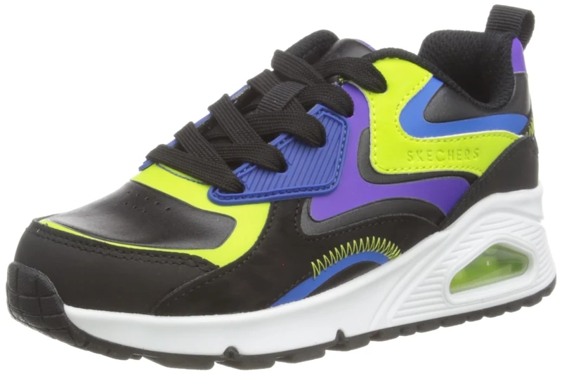 Skechers Boy's Uno Gen1 Color Surge Sneakers, Black Synthetic/ Multi Trim, 12.5 UK Child