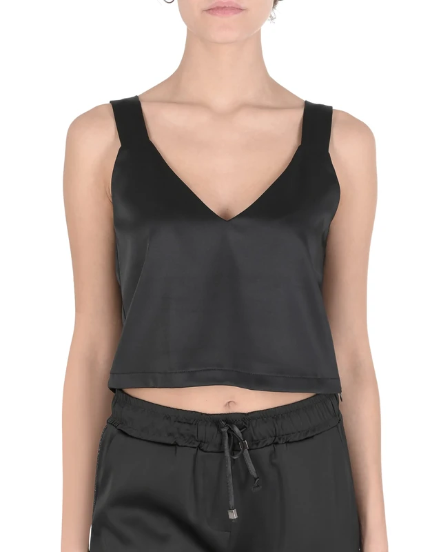 19V69 ITALIA Women's Top Debby Black Tess. Razon, XL