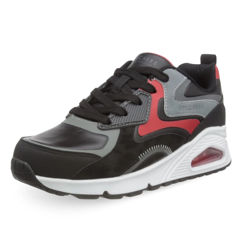 Skechers Boy's Uno Gen1 Color Surge Sneakers, Black Synthetic/ Red & Gray Trim, 10.5 UK Child