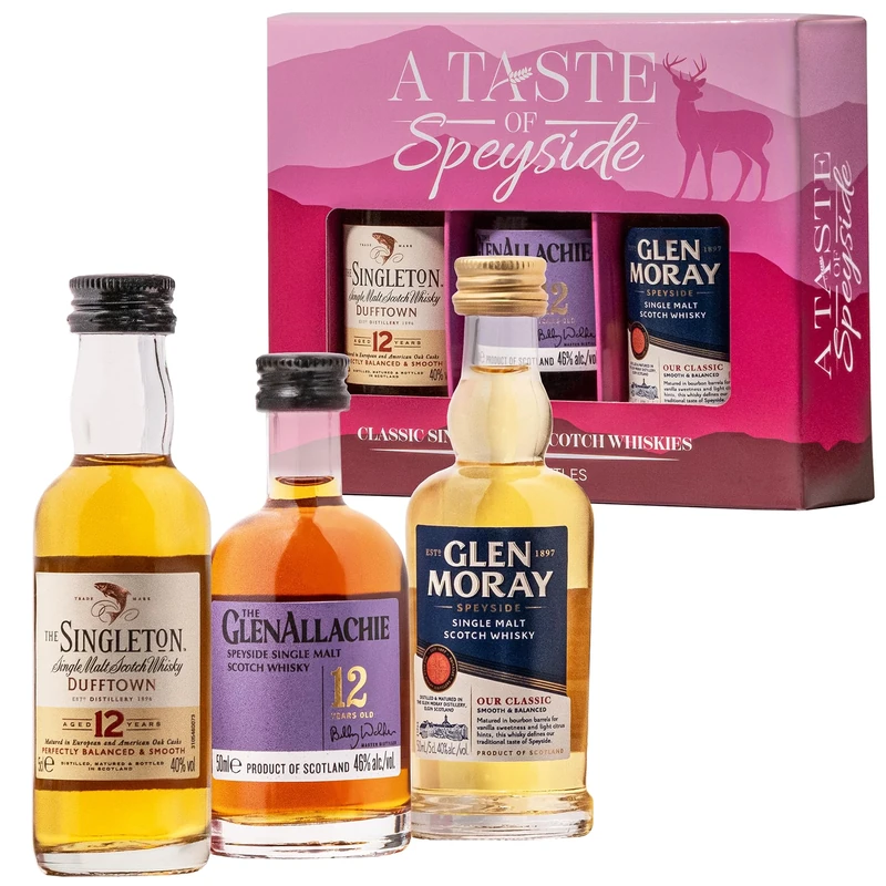 Select Drams A Taste of Speyside Whisky Tasting Set – 3 x 5cl Single Malt Scotch Miniatures | Includes Glenallachie 12 Year Old & More | Scotch Whisky Gift Set for Him | Malt Whisky Tasting Set