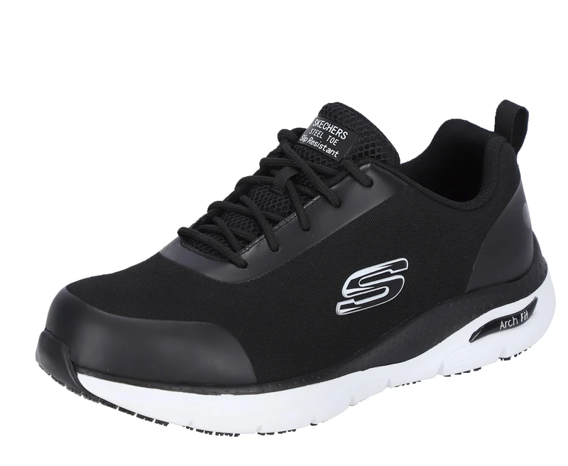 Skechers Mens Arch Fit Ringstap Work Sneaker, Black/White , 8 UK