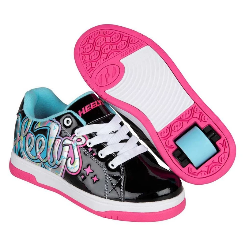 Heelys Womens Split Sneaker, Black Neon Pink Multi, 7 UK