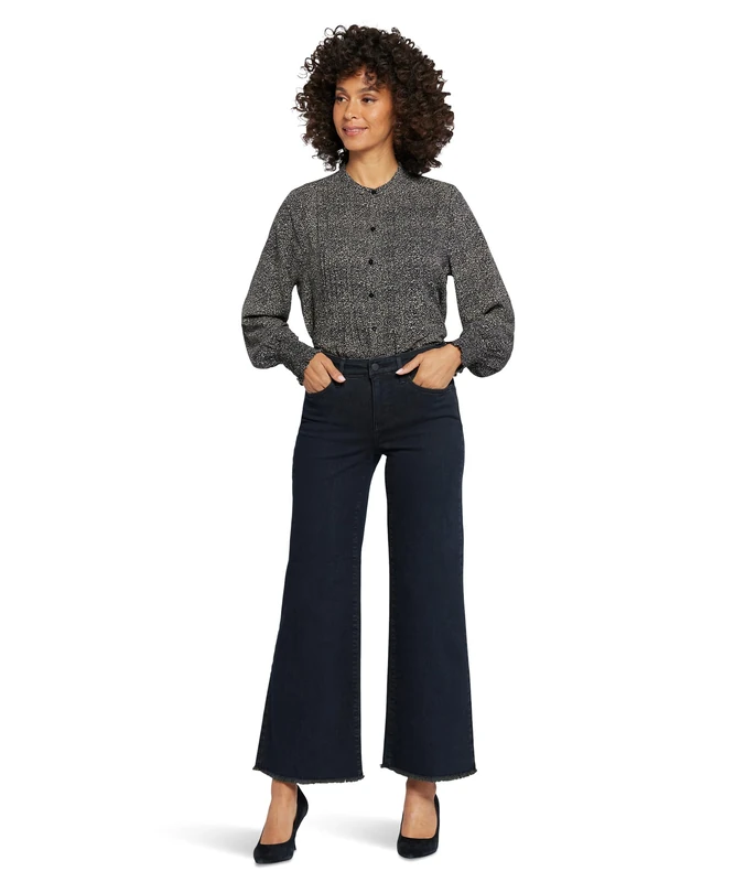 NYDJ Women's Teresa Wide Leg Ankle Fray Hems Jeans, Huntley, 10