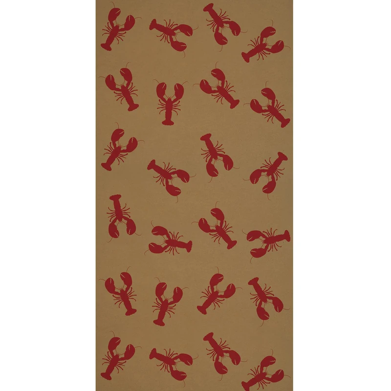 Beistle 24" x 50' Nautical Theme Lobster Print Kraft Paper Table Roll, Luau Party Tablecovers, Brown/Red