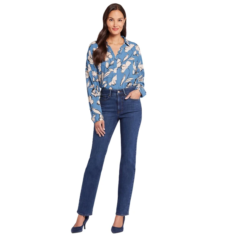 NYDJ Women's High Rise Marilyn Straight Jeans, Gold Coast, 6