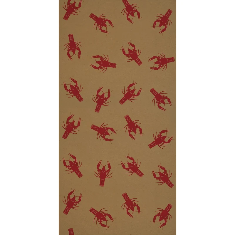 Beistle 24" x 50' New Orleans Theme Crawfish Print Kraft Paper Table Roll, Mardi Gras Party Supplies Tablecovers, Brown/Red