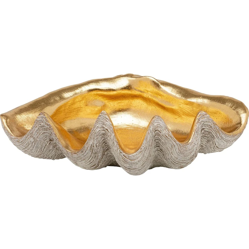 Kare Design Deco Bowl Noble Shell, Gold/Grey, Ocean Motif, Seashell Gift Idea, Decorative Home Accessories, Room Decor for Living Room, Bedroom, 14 x 41 x 27 cm (H/W/D)