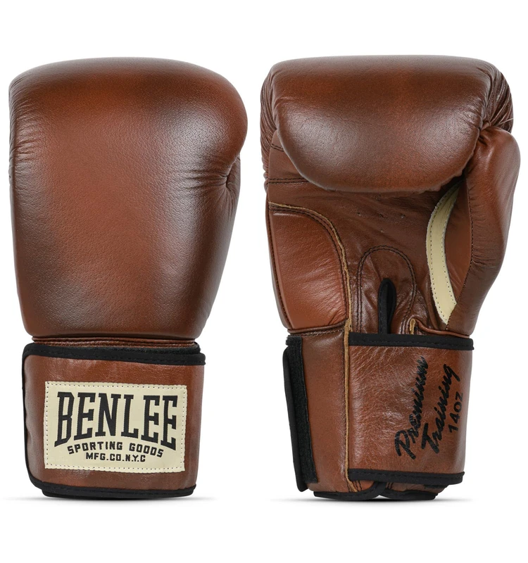 BENLEE Leather Boxing Gloves Premium Training Brown/Black/Beige 16 oz