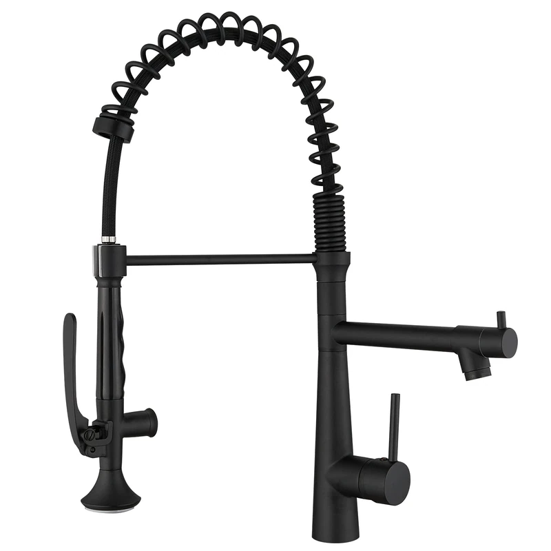 Matte Black Kitchen Faucet with Sprayer,AIMADI Commercial Single Handle One Hole Pull Down Sprayer Kitchen Faucets