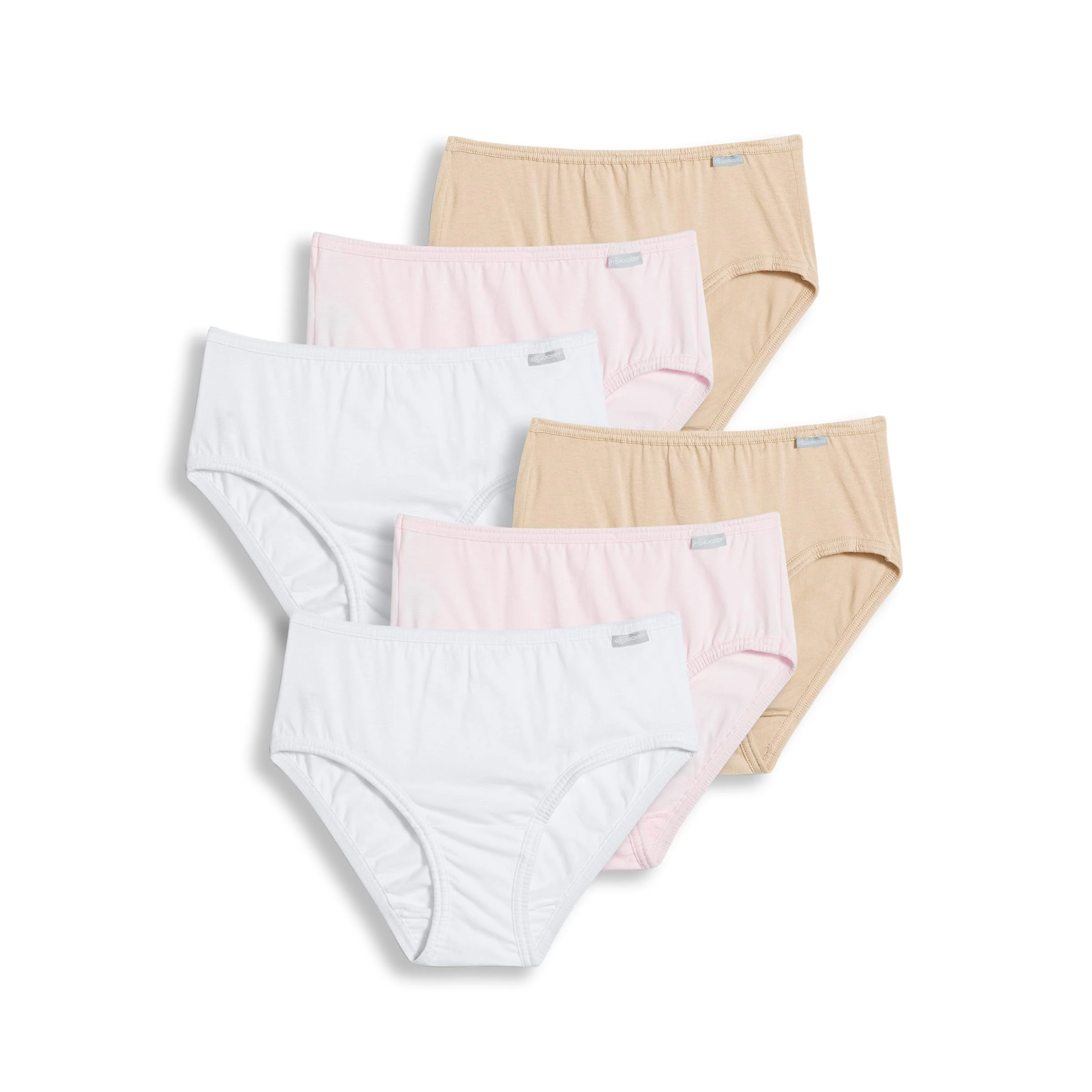 Jockey Women's Underwear Elance Bikini - 6 Pack, Ivory/Light/Pink Shadow, 6, Ivory/Light/Pink Shadow, 6