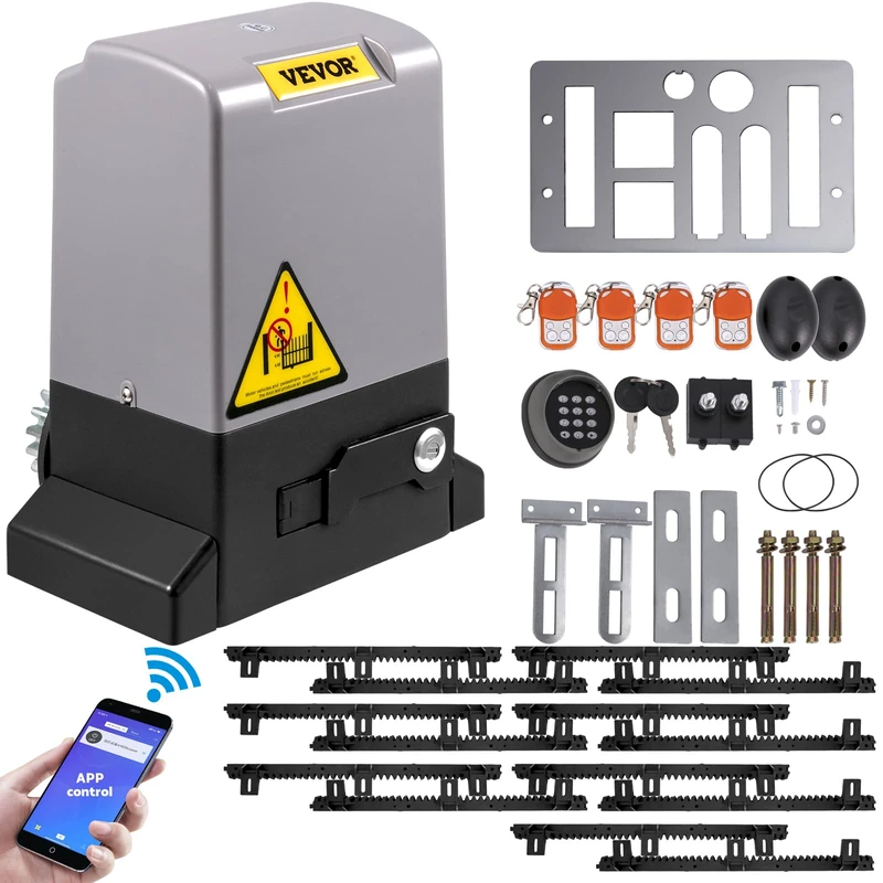 VEVOR Sliding Door Opener 1800 kg Automatic Door Opener 7 m with 4 Remote Controls and App Control for Rolling Entry Security System Kit for Door Operator