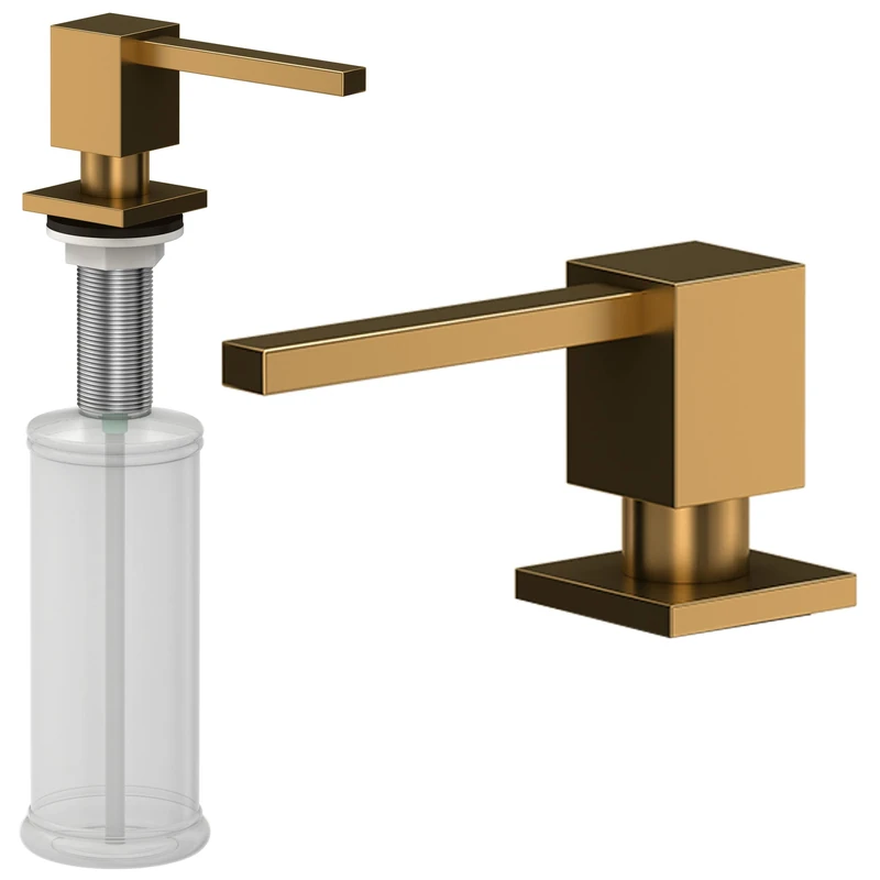 QUADRON | Soap dispenser | Dish liquid container | 350 ml | sink assembly | (PVD GO) - Image 1