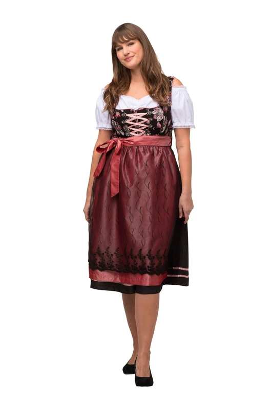 Ulla Popken Women's Clara Dirndl Black Dress, 24