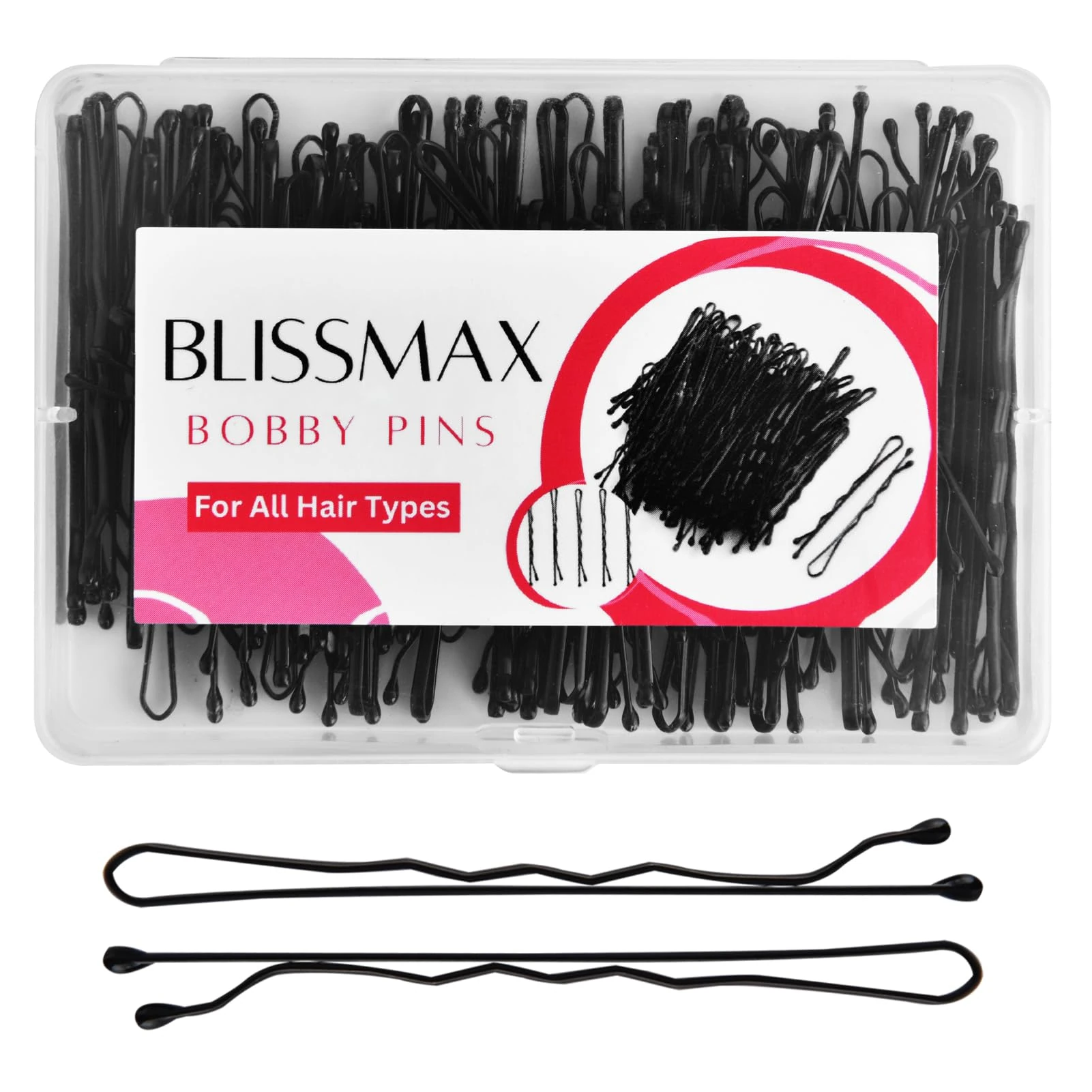 BLISSMAX Hair Pins 100 Pcs, 5cm Long Bobby Pins with Storage Box Thicker & Strong Kirby Pins for All Hair Types – Hair Clips Perfect for Daily Wearing, Casual, Formal Hair Styling Makeup Weddings