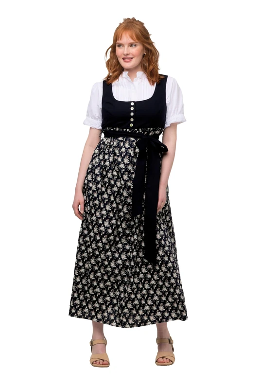 Ulla Popken Women's Dirndl Empire Style Dress, Navy, 22