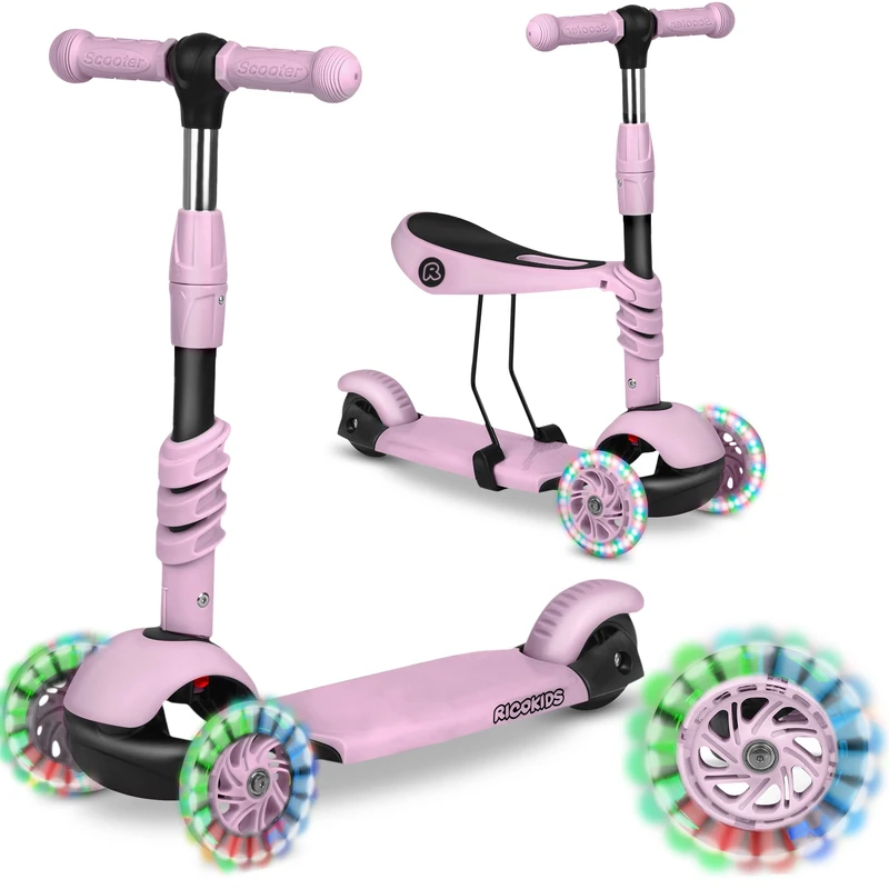 Three-wheel scooter for children 3in1 Cubi Ricokids balance with seat pink