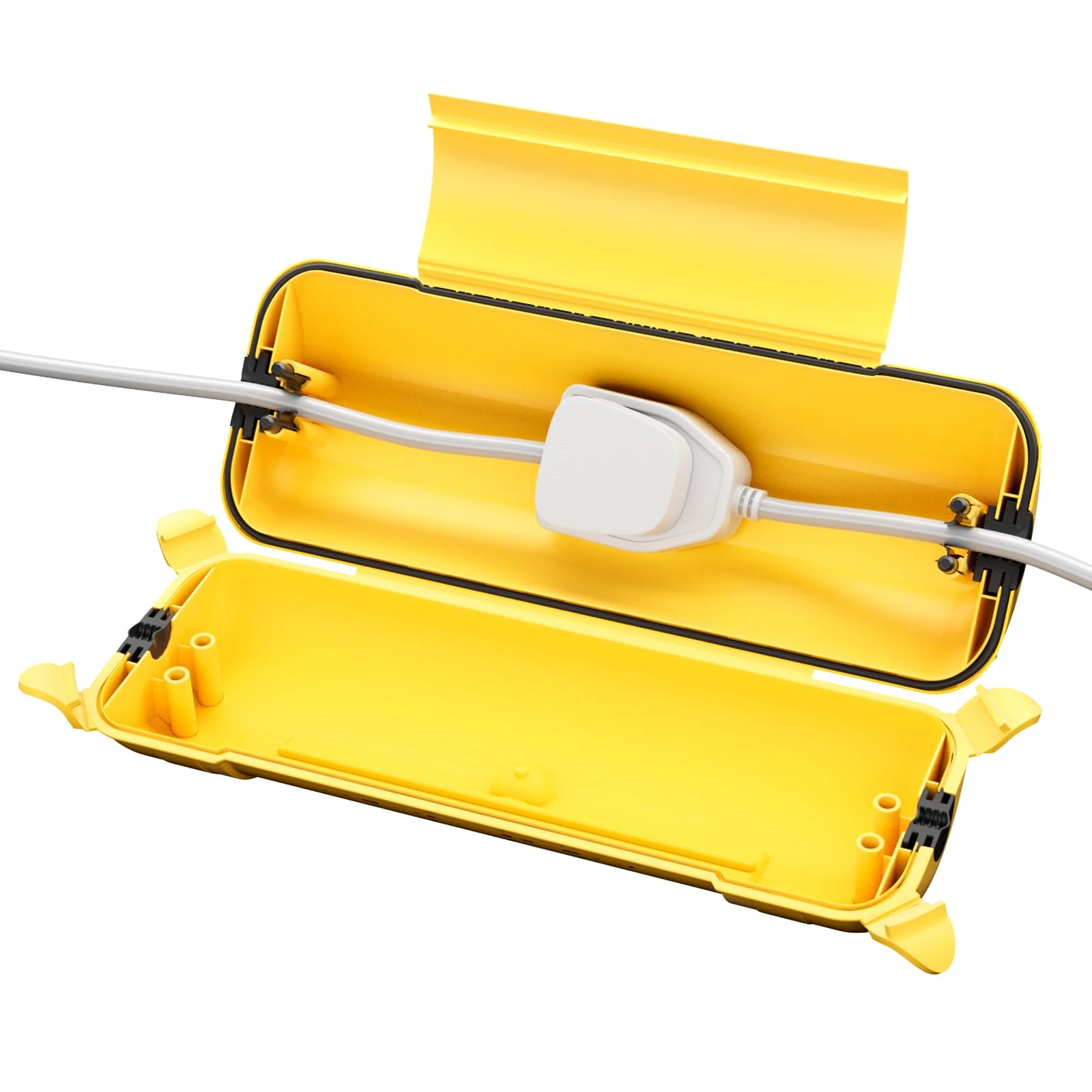 RESTMO Outdoor IP44 Waterproof Connection Box, Weatherproof Electrical Extension Lead Cover, Safety Seal Enclosure to Protect Holiday Decorations, LED Strip Light, Power Tool, Fountain, Yellow
