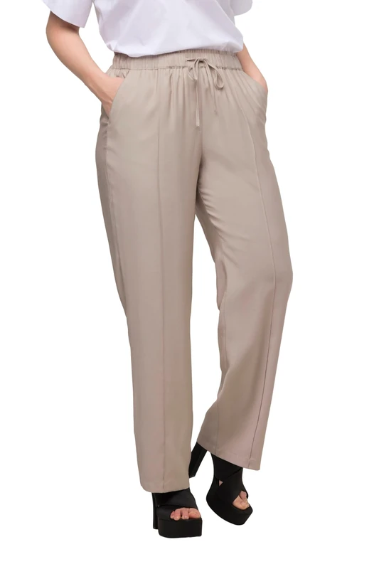 Ulla Popken Women's 7/8 Slip-On Trousers Pants, Grey-Beige, 20