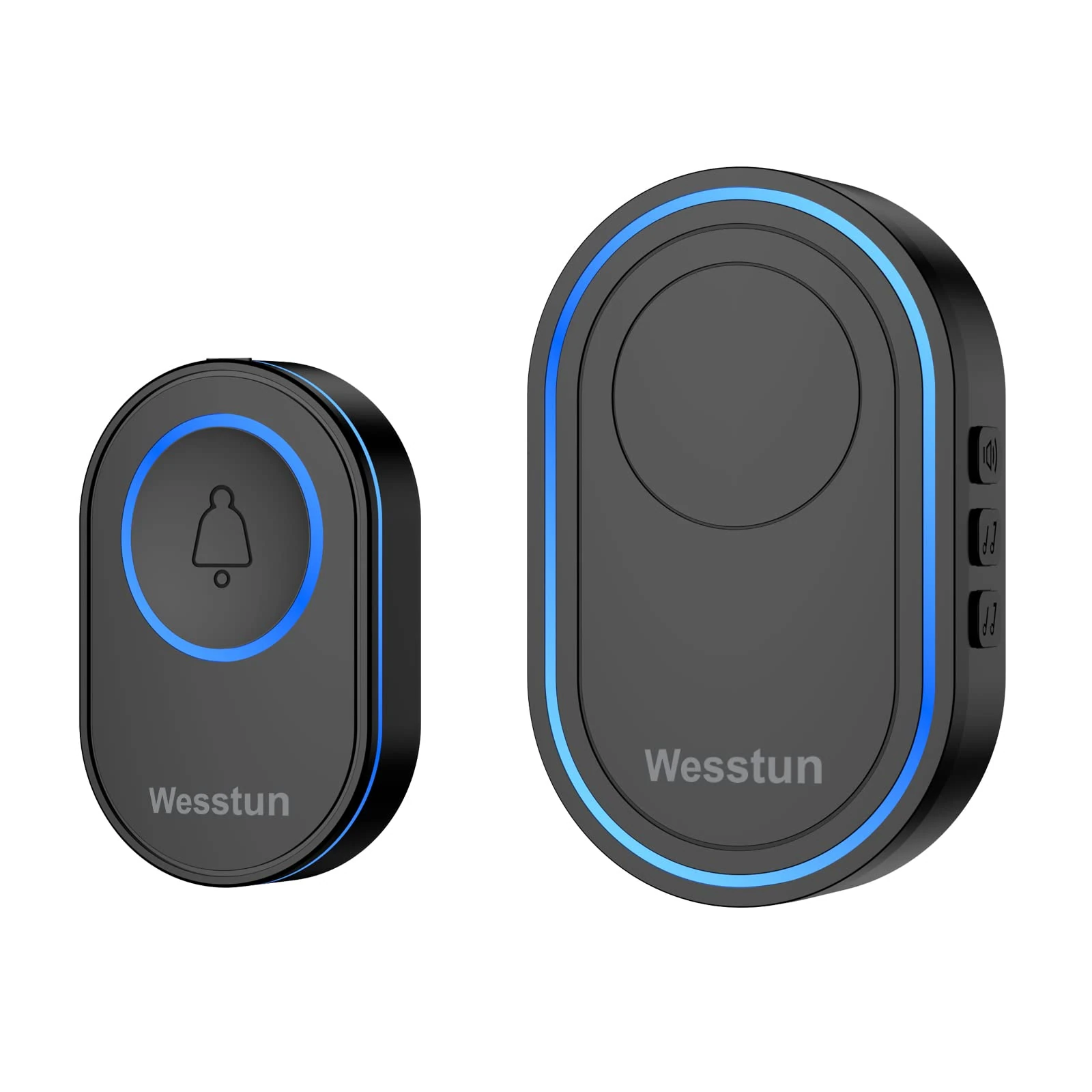 Wesstun Wireless Doorbell, IP67 Waterproof Plug in Doorbell Kits Operating at The Range of 300m with 39 Loud Melodies, 5 Levels Volume Adjust & LED Indicator, Easy Install at Home & Apartment, Black