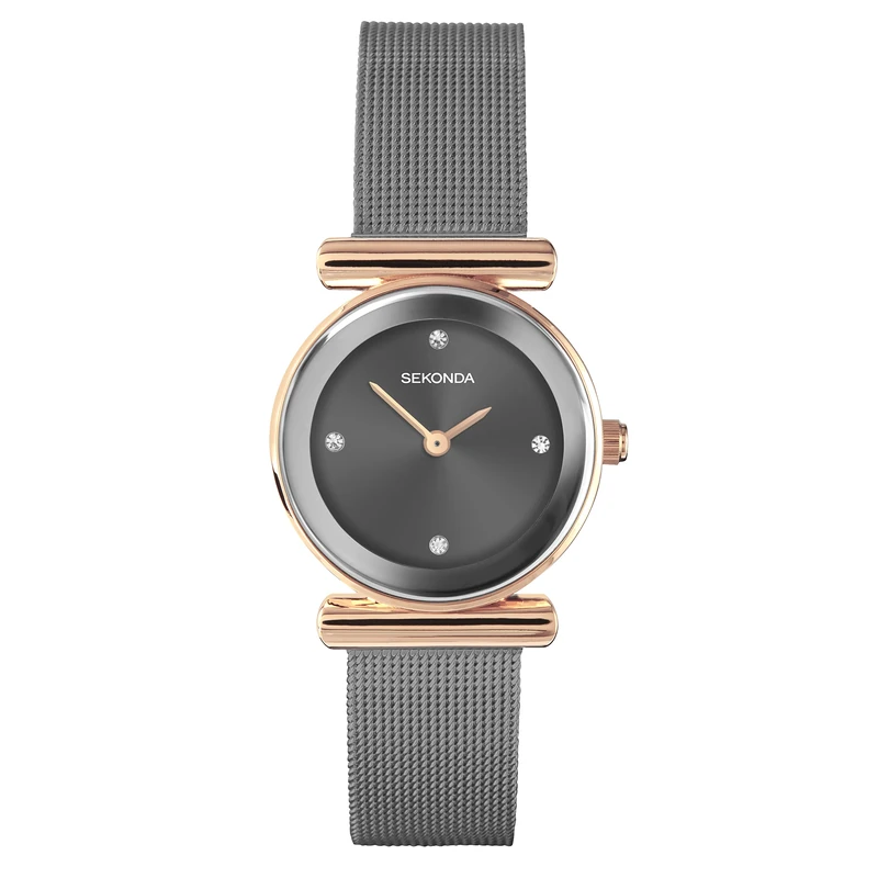 Sekonda Ava Ladies 26mm Quartz Watch in Grey with Analogue Display, and Grey Stainless Steel Strap 40585