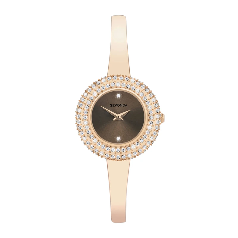 Sekonda Radiance Ladies 30mm Quartz Watch in Brown with Analogue Display, and Rose Gold Brass Strap 40589