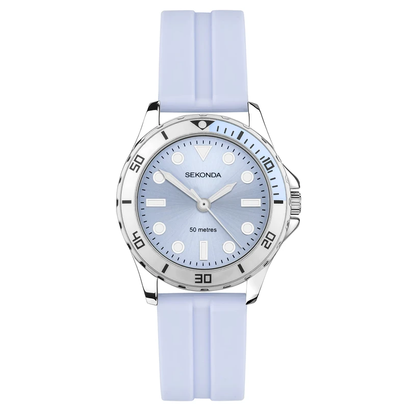 Sekonda Balearic Ladies 33mm Quartz Watch in Blue with Analogue Display, and Blue Rubber Strap 40570