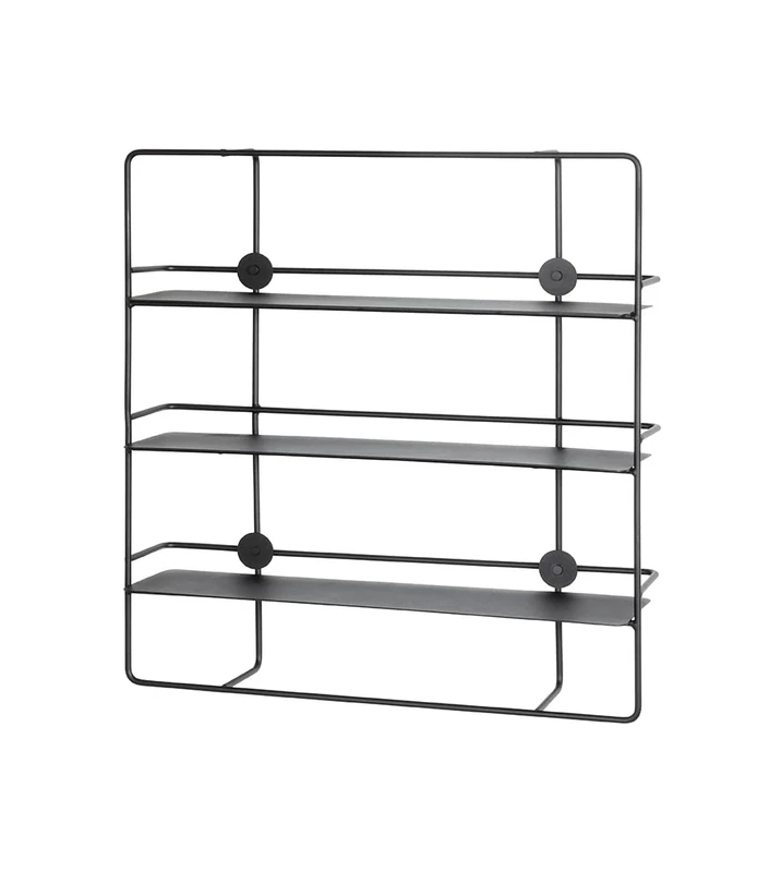 HAKU Möbel Wall Rack Black, Metal - Size: W 53 cm X H 56 cm X D 14 cm, Style: Modern