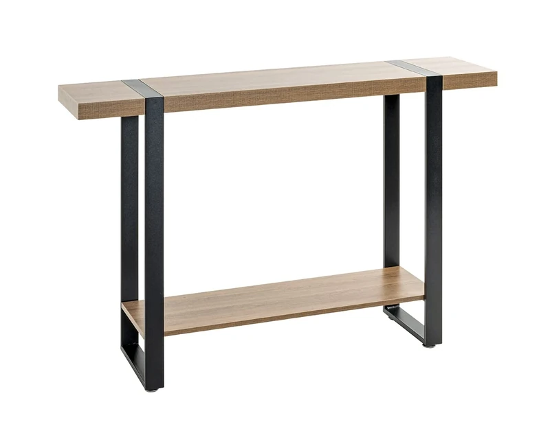 HAKU Möbel Console Oak, Black, Metal, Particleboard - Size: W 120 cm X H 82 cm X D 30 cm, Style: Modern