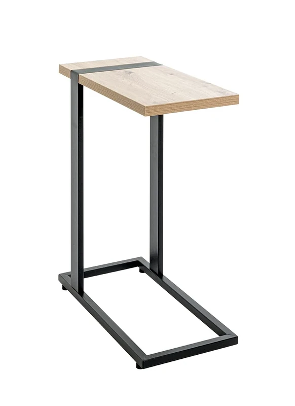 HAKU Möbel End Table Oak, Black, Metal, Particleboard - Size: W 24 cm X H 64 cm X D 49 cm, Style: Modern
