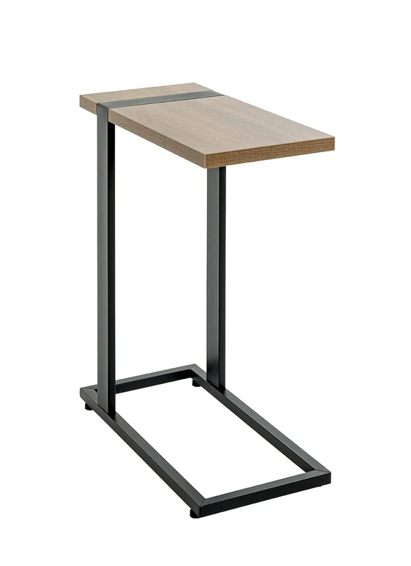 HAKU Möbel End Table Oak, Black, Metal, Particleboard - Size: W 24 cm X H 64 cm X D 49 cm, Style: Modern