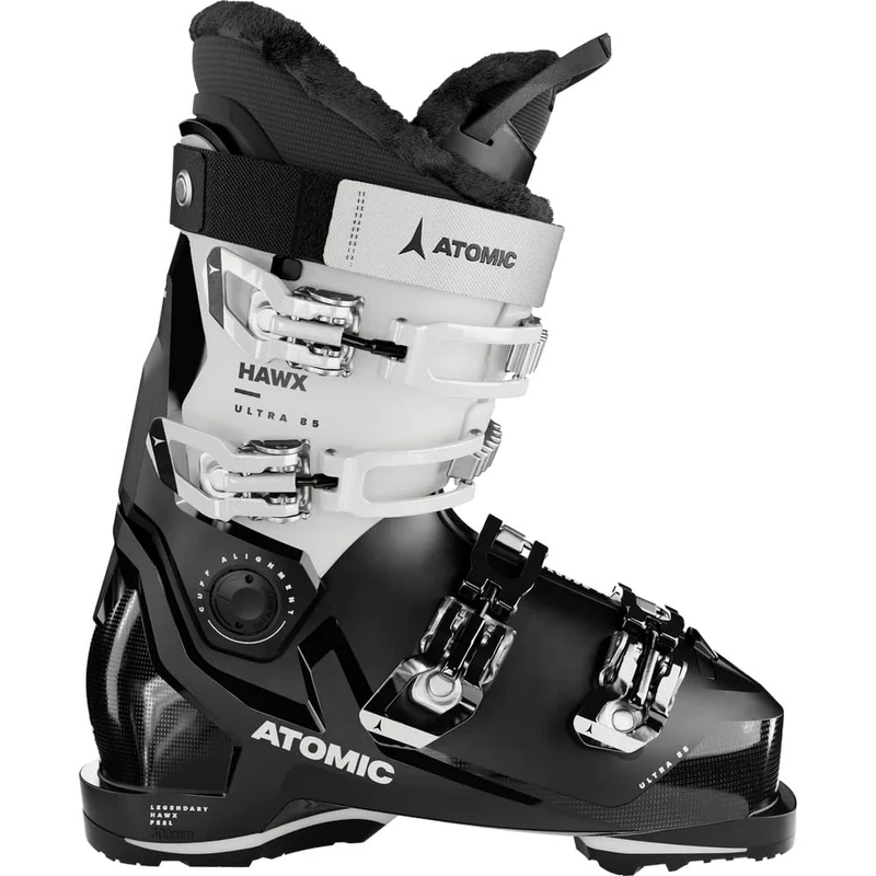 ATOMIC Hawx Ultra 85 W GW Ski Boots - Size 23/23.5 - Women's Ski Boots in Black/White - Boots with 3D Ankle & Heel for Anatomical Fit - Slim Ski Boots with 98 mm Fit
