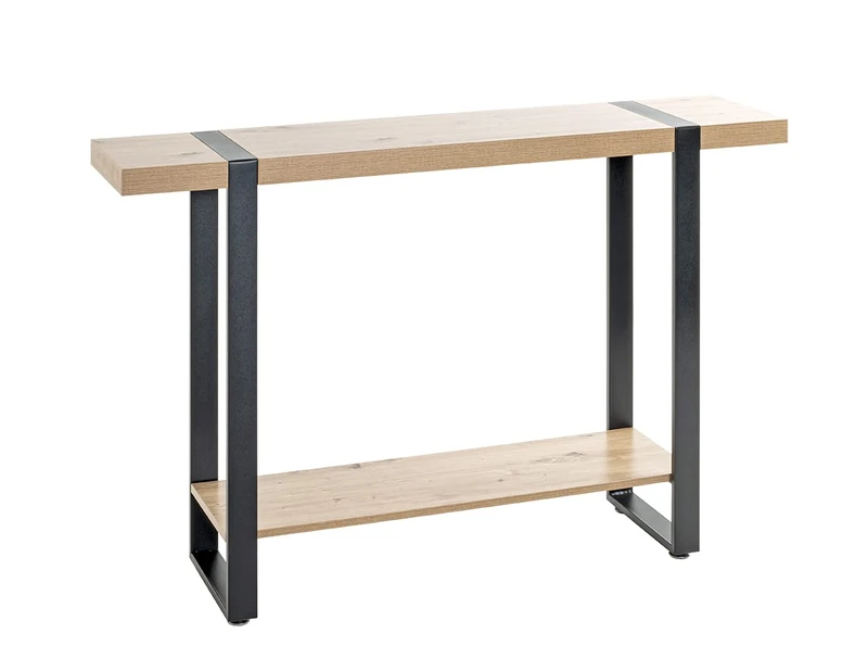 HAKU Möbel Console Oak, Black, Metal, Particleboard - Size: W 120 cm X H 82 cm X D 30 cm, Style: Modern