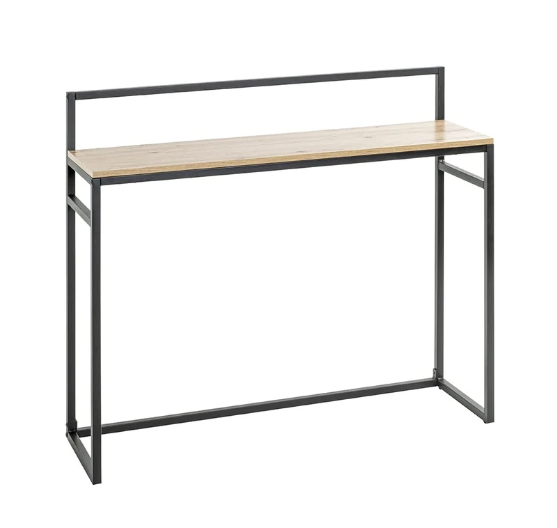 HAKU Möbel Console Oak, Black, Mdf, Metal - Size: W 100 cm X H 89 cm X D 30 cm, Style: Modern