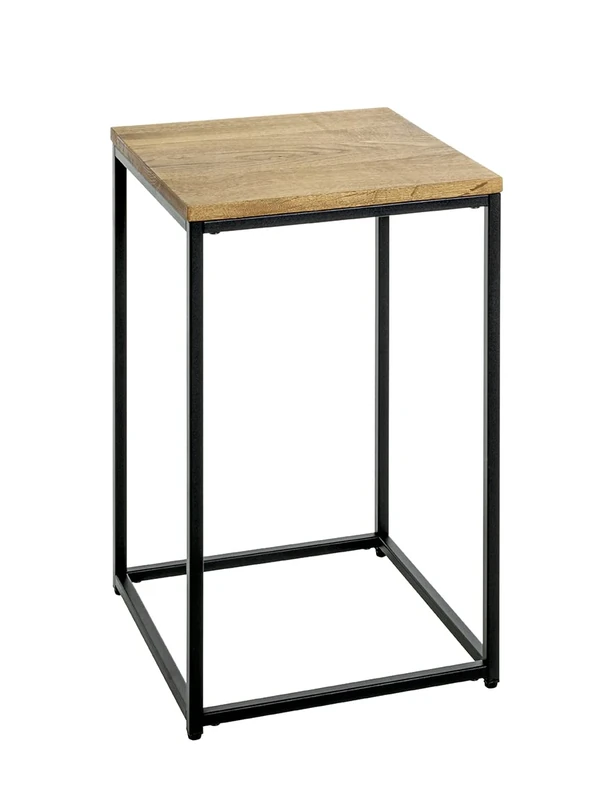 HAKU Möbel End Table Oak, Black, Solid Wood, Metal - Size: W 35 cm X H 60 cm X D 35 cm, Style: Modern