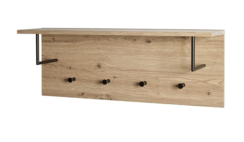 HAKU Möbel Wardrobe Oak, Black, Mdf, Metal - Size: W 80 cm X H 30 cm X D 20 cm, Style: Modern