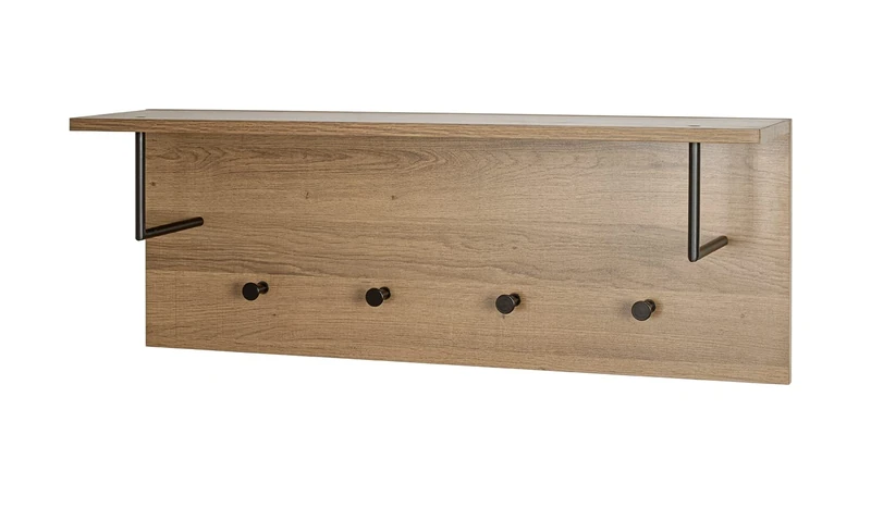 HAKU wardrobe oak, black, MDF, metal - Dim.: W 80 cm x H 30 cm x D 20 cm, Style: Modern