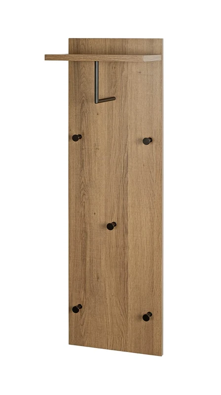 HAKU Möbel Wardrobe Oak, Black, MDF, Metal - Size: W 30 cm x H 100 cm x D 20 cm, Style: Modern