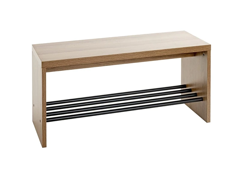HAKU Möbel shoe-bench oak, black, MDF, metal - Size: W 80 cm x H 40 cm x D 30 cm, Style: Modern