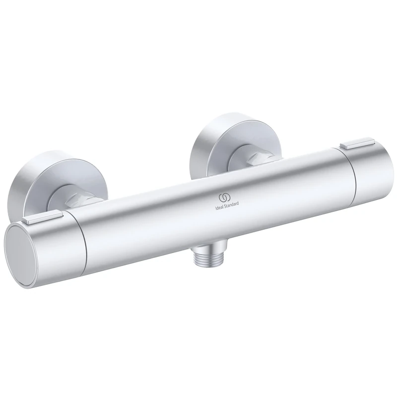 Ideal Standard Ceratherm Alu+ Exposed Shower Mixer, Made from 84% Recycled Aluminum, Water- and Energy-Saving, with Thermostat Function and Scald Protection – Silver (292x105x72 mm)