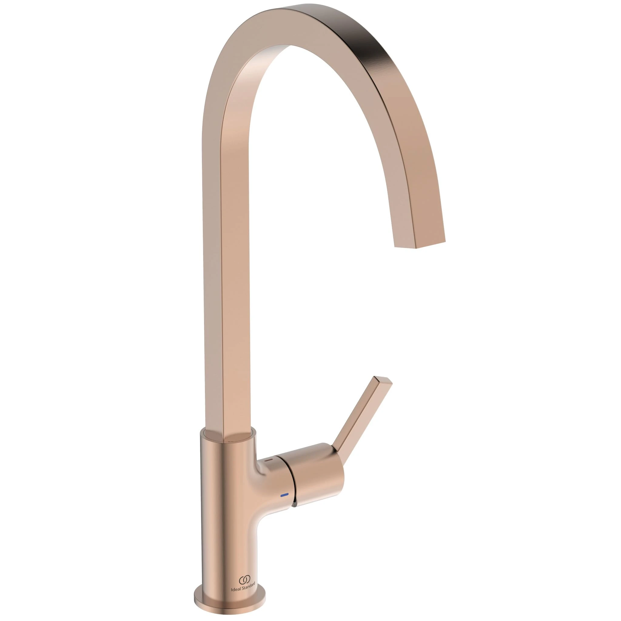 Ideal Standard – Gusto Kitchen tap, High spout with Square Design, with FirmaFlow Cartridge, 360° Swivel spout, Easy to Install with EasyFix+ Fixation, PVD Finish, Sunset Rose