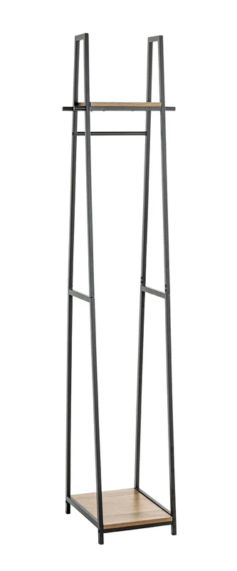 HAKU Möbel Standing Wardrobe Oak, Black, Mdf, Metal - Size: W 38 cm X H 166 cm X D 40 cm, Style: Modern